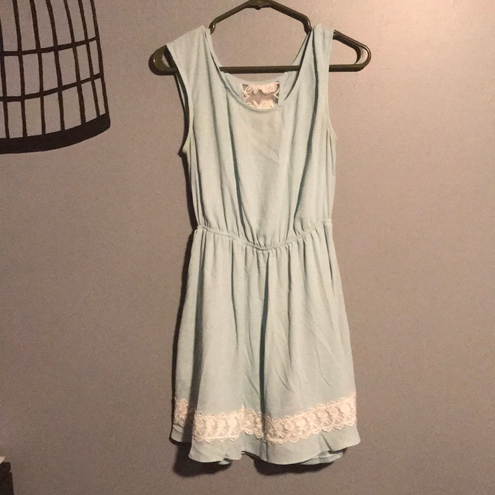 Mint dress with lace roses
